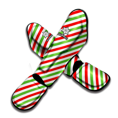 Christmas Candy Cane Striped Print Muay Thai Shin Guard