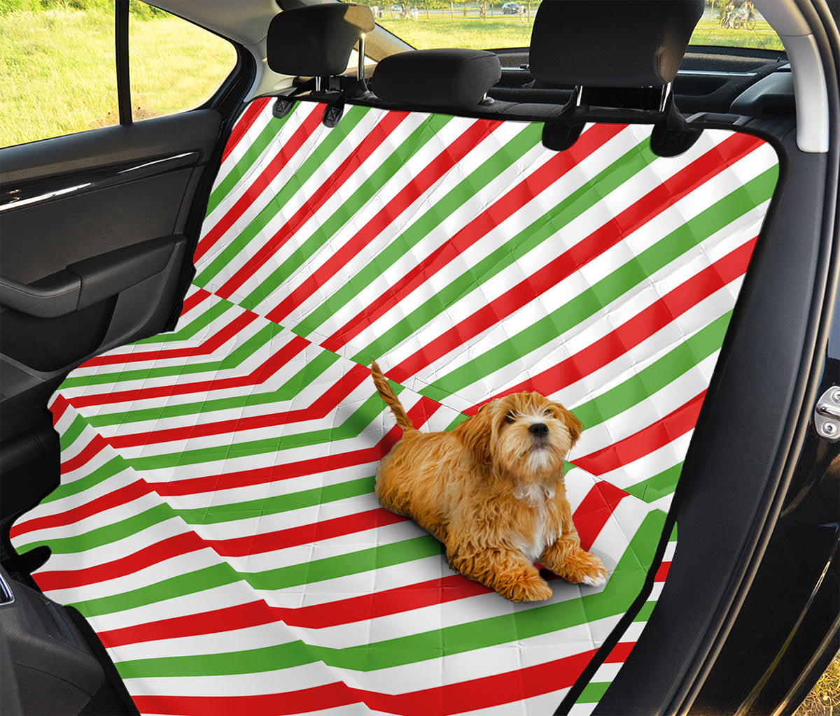 Christmas Candy Cane Striped Print Pet Car Back Seat Cover