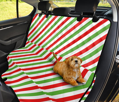 Christmas Candy Cane Striped Print Pet Car Back Seat Cover
