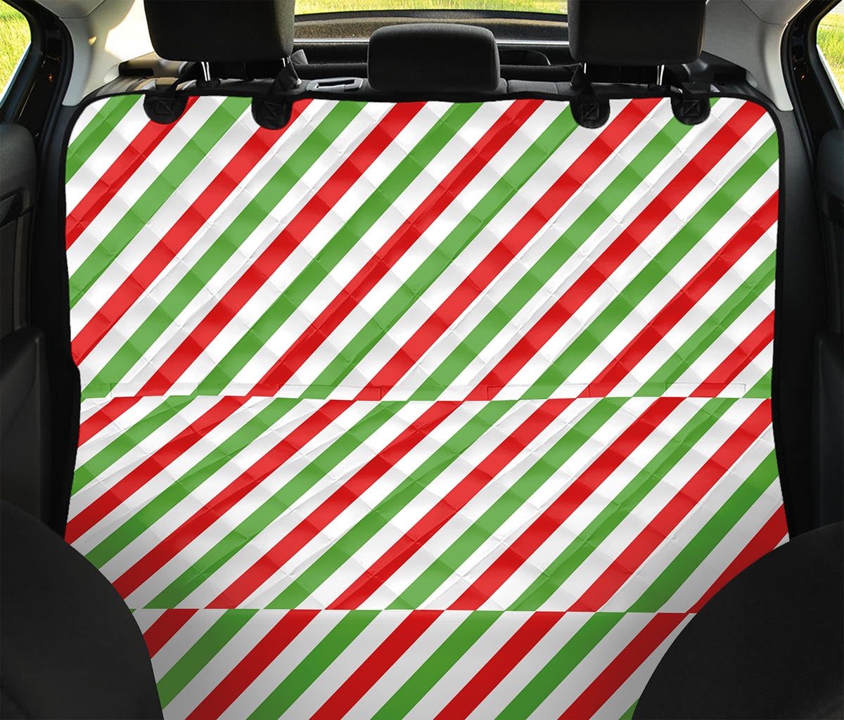 Christmas Candy Cane Striped Print Pet Car Back Seat Cover