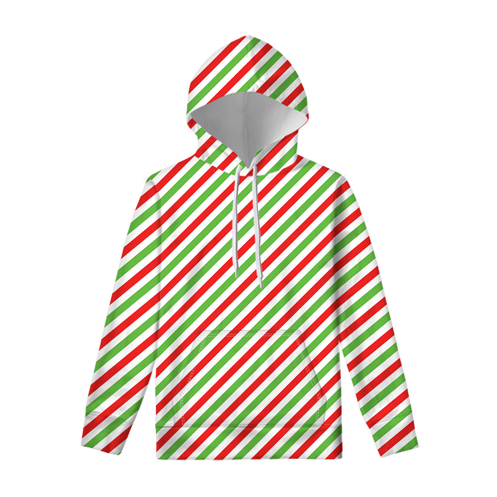 Christmas Candy Cane Striped Print Pullover Hoodie