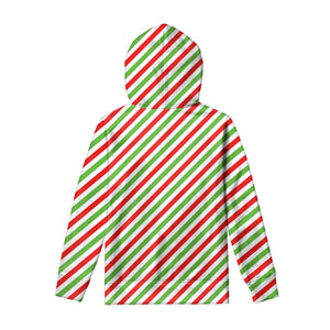 Christmas Candy Cane Striped Print Pullover Hoodie
