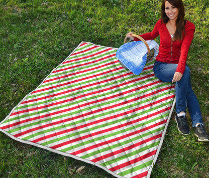 Christmas Candy Cane Striped Print Quilt