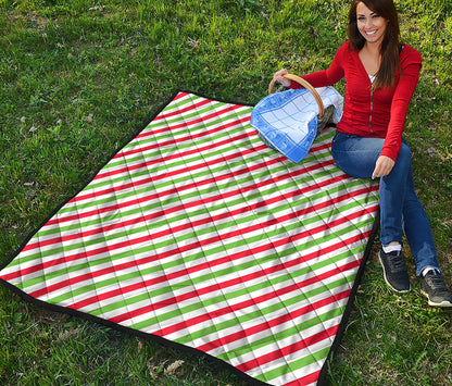 Christmas Candy Cane Striped Print Quilt