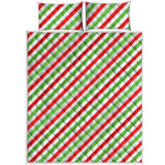 Christmas Candy Cane Striped Print Quilt Bed Set