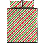 Christmas Candy Cane Striped Print Quilt Bed Set