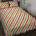 Christmas Candy Cane Striped Print Quilt Bed Set