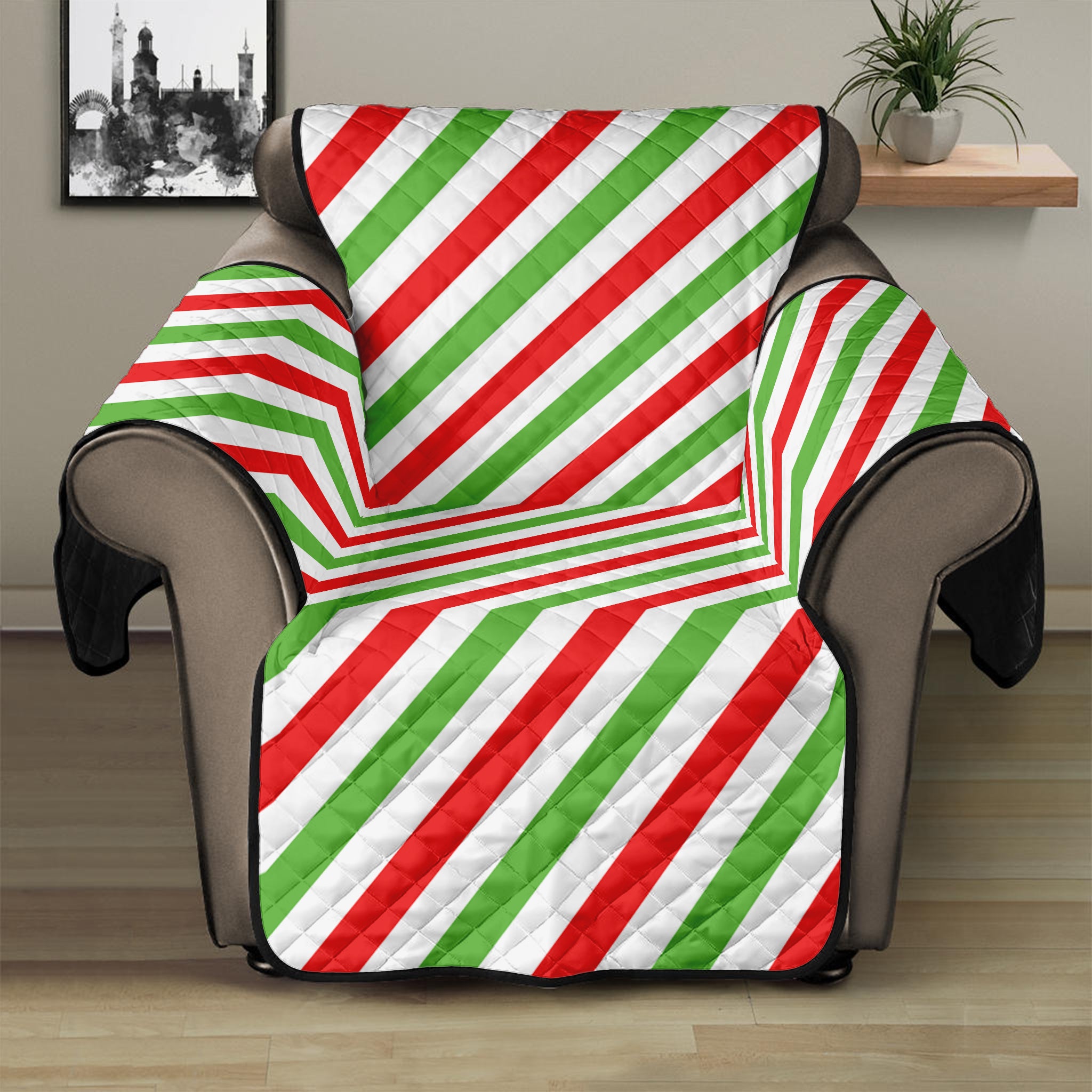 Christmas Candy Cane Striped Print Recliner Protector