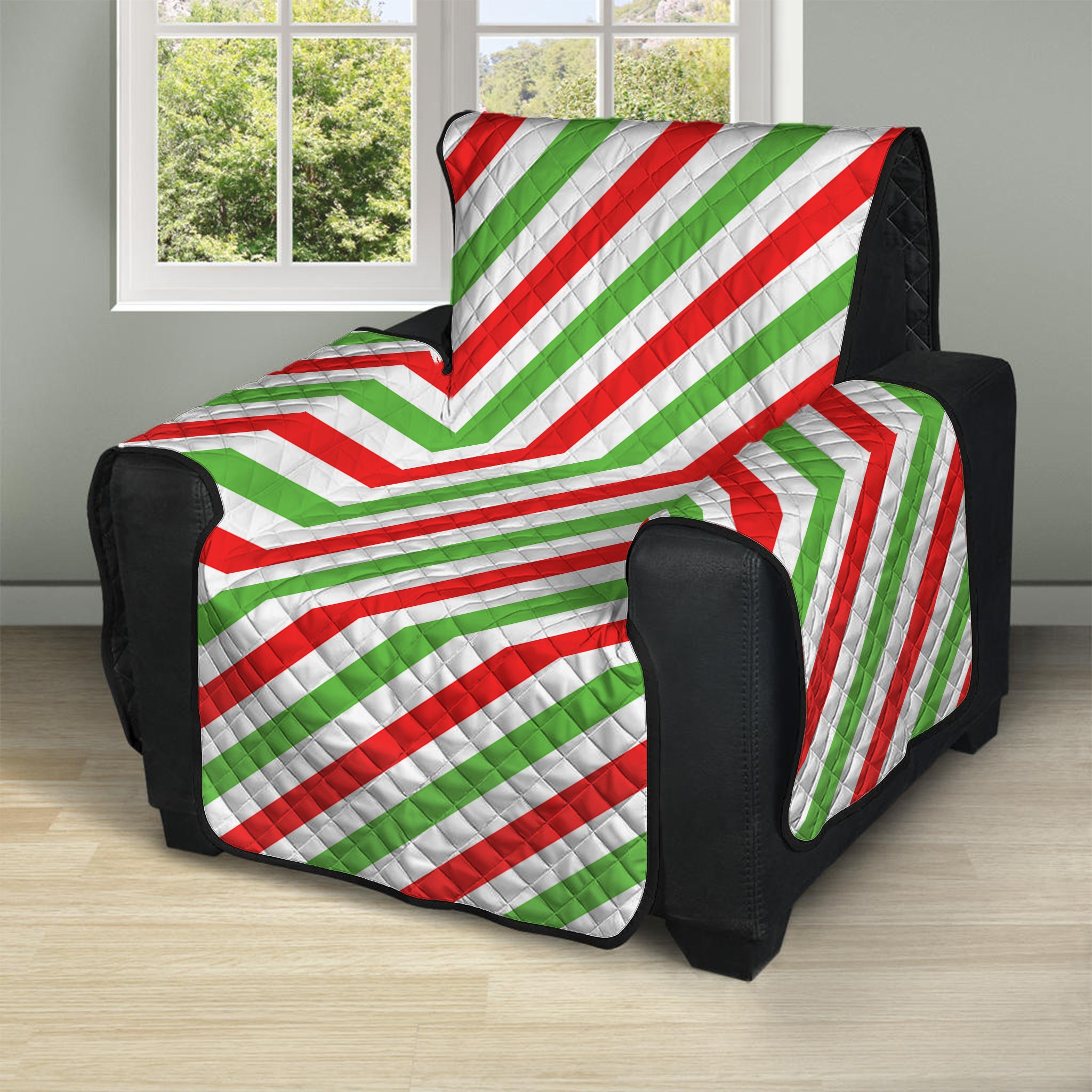 Christmas Candy Cane Striped Print Recliner Protector