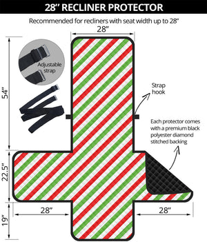 Christmas Candy Cane Striped Print Recliner Protector