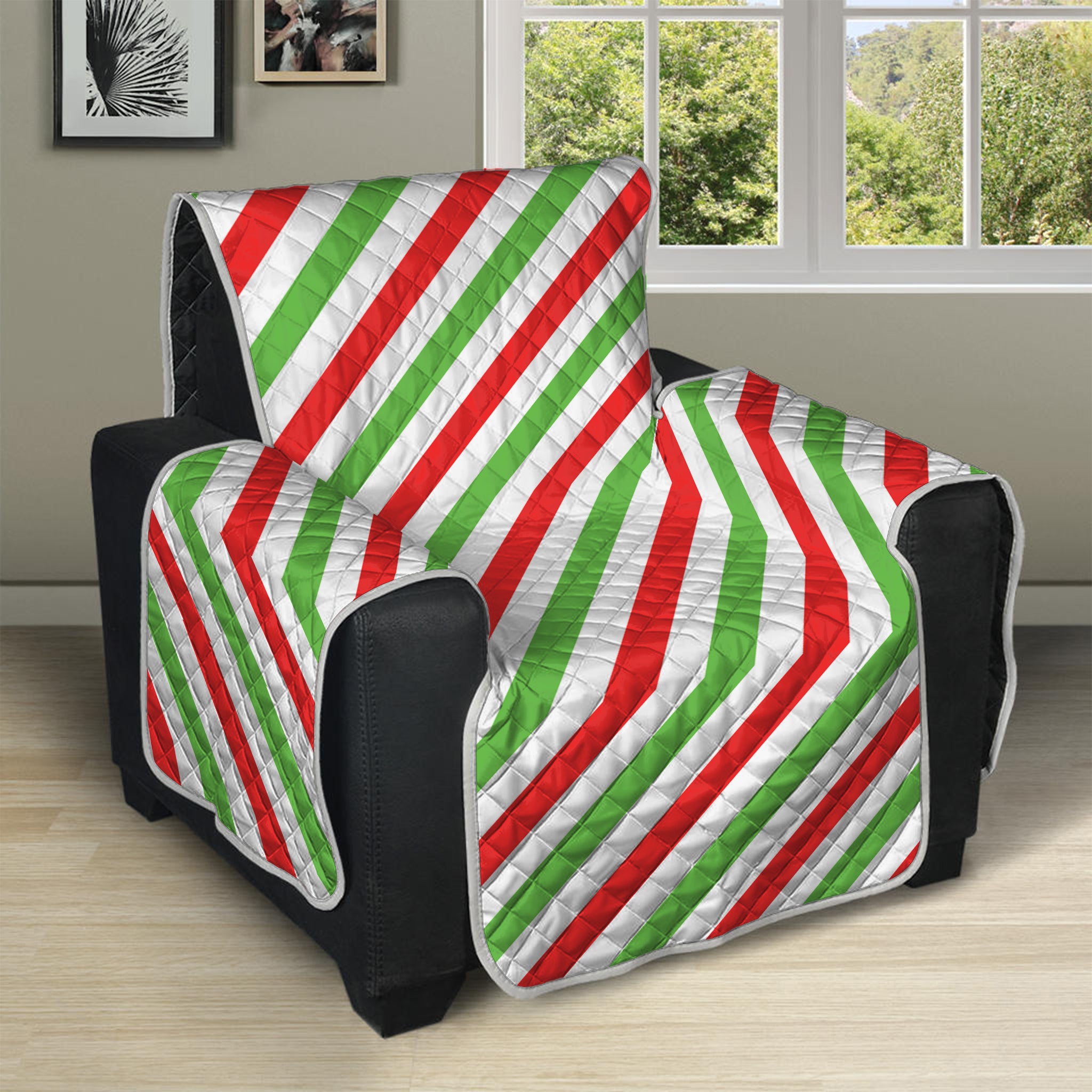 Christmas Candy Cane Striped Print Recliner Protector