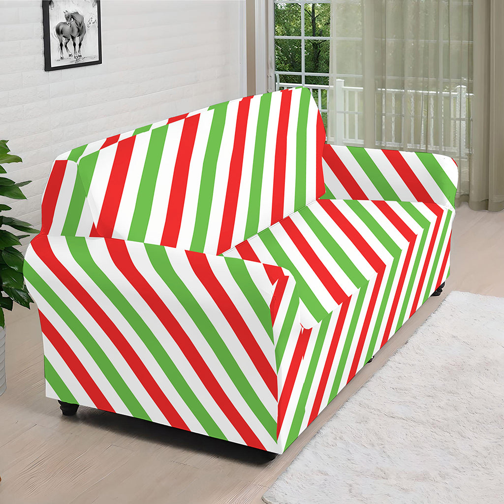 Christmas Candy Cane Striped Print Sofa Cover