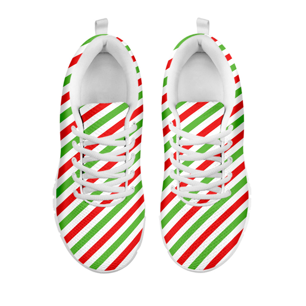Christmas Candy Cane Striped Print White Sneakers