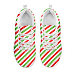 Christmas Candy Cane Striped Print White Sneakers