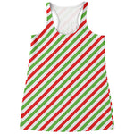 Christmas Candy Cane Striped Print Women's Racerback Tank Top