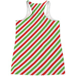 Christmas Candy Cane Striped Print Women's Racerback Tank Top