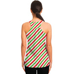 Christmas Candy Cane Striped Print Women's Racerback Tank Top