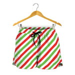 Christmas Candy Cane Striped Print Women's Shorts