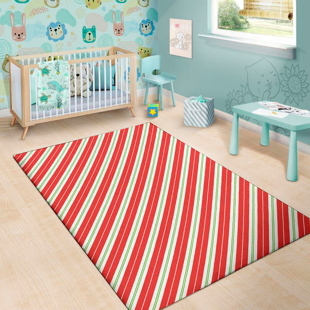 Christmas Candy Cane Stripes Print Area Rug