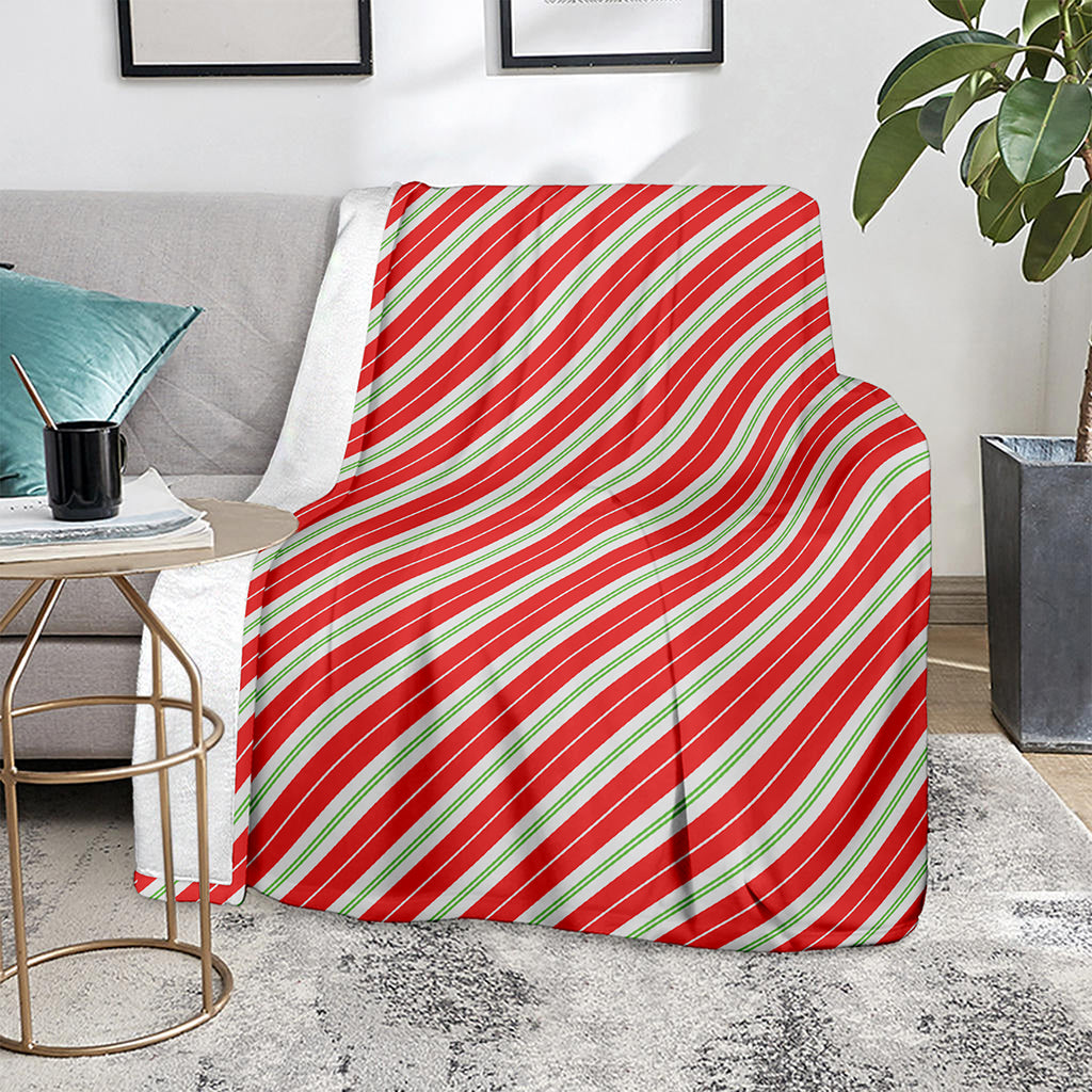 Christmas Candy Cane Stripes Print Blanket