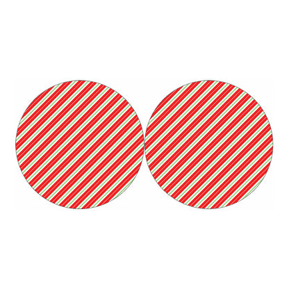 Christmas Candy Cane Stripes Print Car Coasters