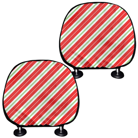 Christmas Candy Cane Stripes Print Car Headrest Covers