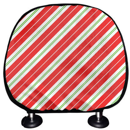 Christmas Candy Cane Stripes Print Car Headrest Covers