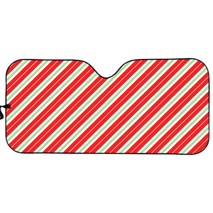 Christmas Candy Cane Stripes Print Car Sun Shade