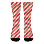 Christmas Candy Cane Stripes Print Crew Socks