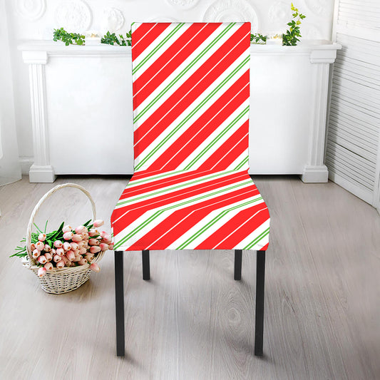 Christmas Candy Cane Stripes Print Dining Chair Slipcover