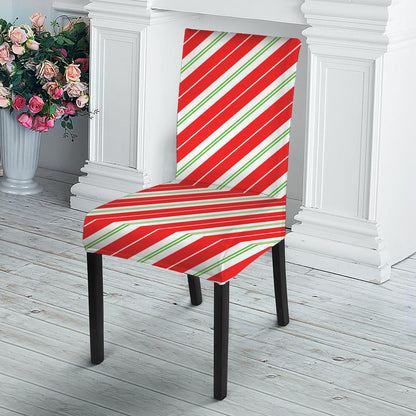 Christmas Candy Cane Stripes Print Dining Chair Slipcover