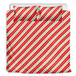 Christmas Candy Cane Stripes Print Duvet Cover Bedding Set