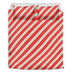Christmas Candy Cane Stripes Print Duvet Cover Bedding Set