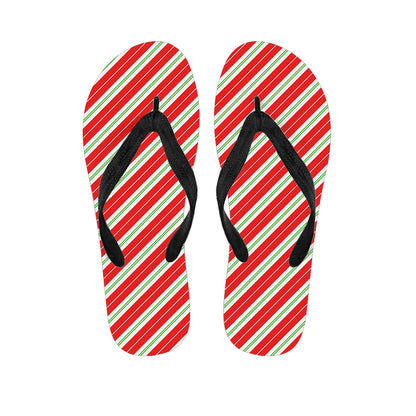 Christmas Candy Cane Stripes Print Flip Flops