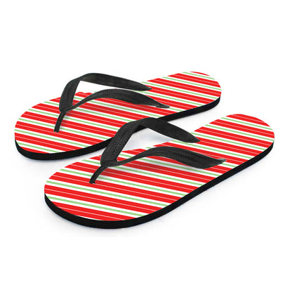 Christmas Candy Cane Stripes Print Flip Flops