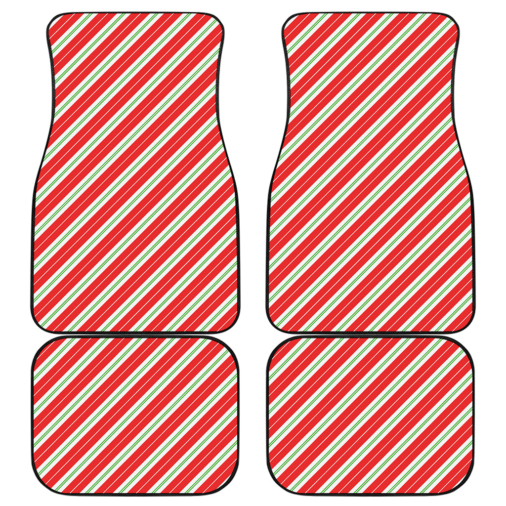 Christmas Candy Cane Stripes Print Front and Back Car Floor Mats