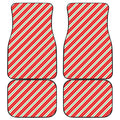 Christmas Candy Cane Stripes Print Front and Back Car Floor Mats