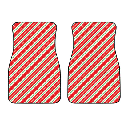 Christmas Candy Cane Stripes Print Front Car Floor Mats