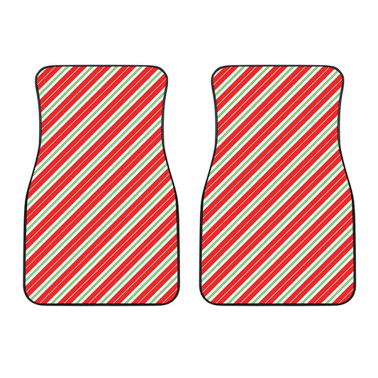 Christmas Candy Cane Stripes Print Front Car Floor Mats