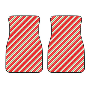 Christmas Candy Cane Stripes Print Front Car Floor Mats