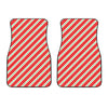 Christmas Candy Cane Stripes Print Front Car Floor Mats