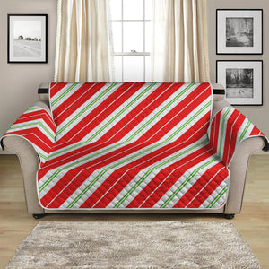 Christmas Candy Cane Stripes Print Loveseat Protector