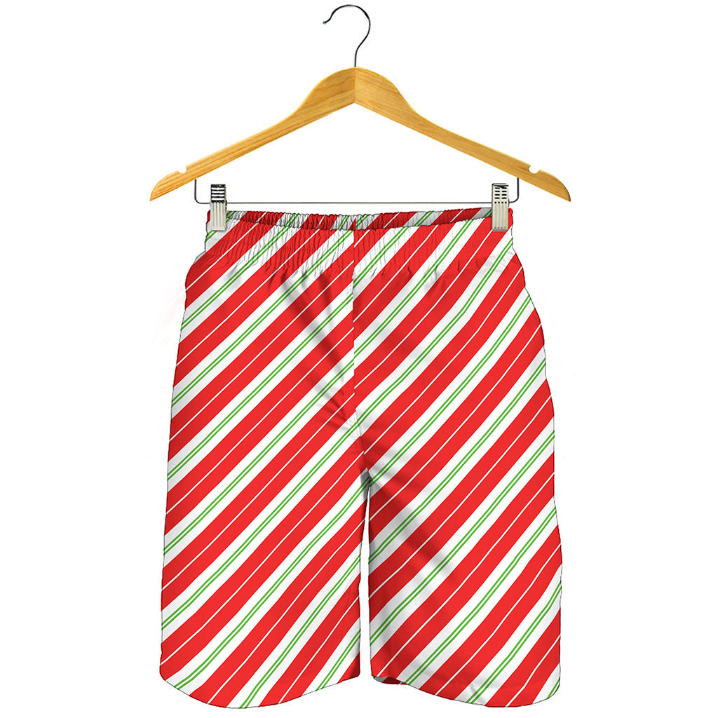 Christmas Candy Cane Stripes Print Men's Shorts