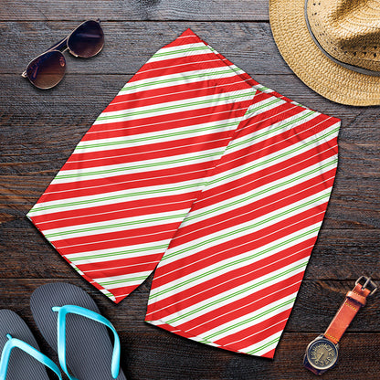 Christmas Candy Cane Stripes Print Men's Shorts