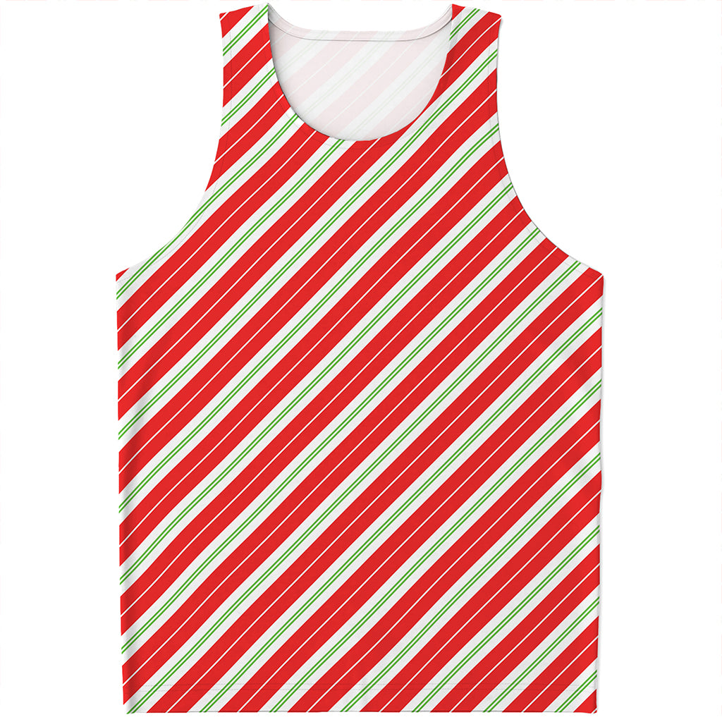 Christmas Candy Cane Stripes Print Men's Tank Top