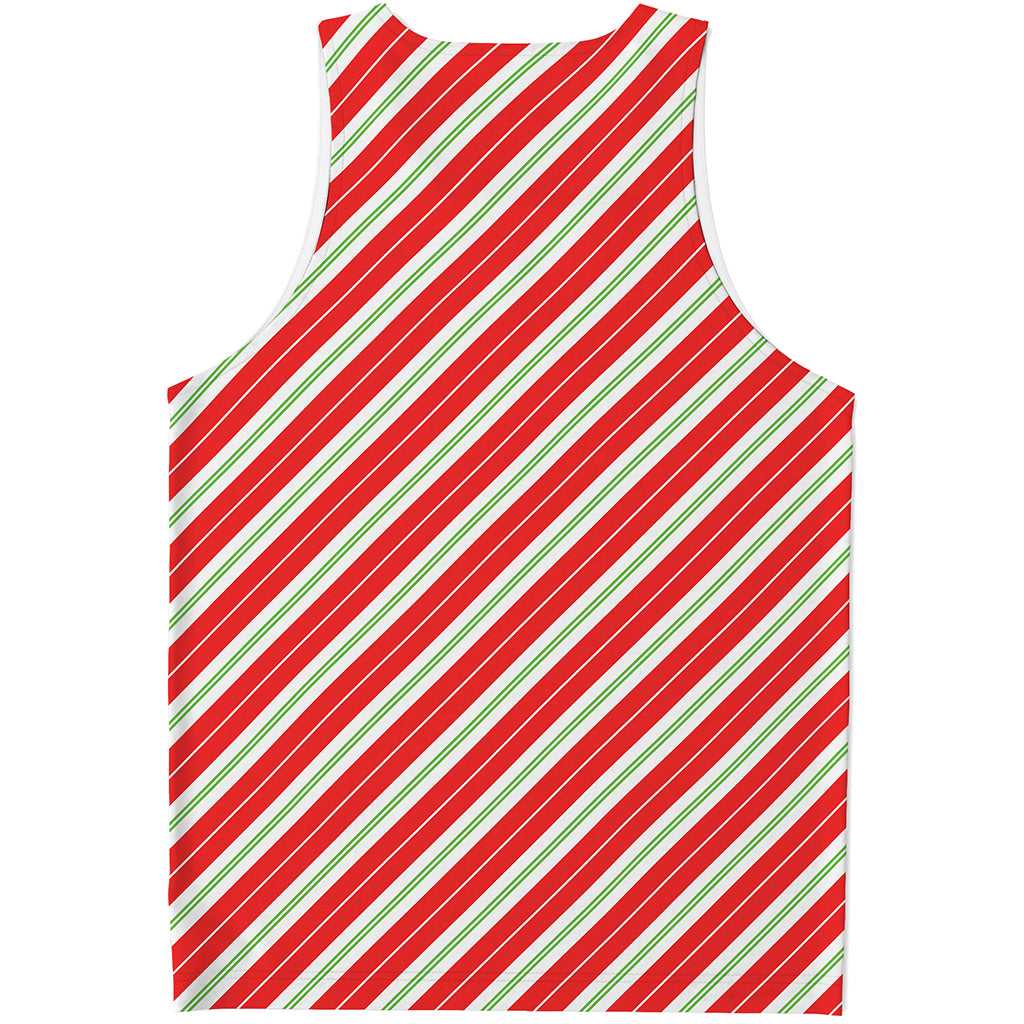 Christmas Candy Cane Stripes Print Men's Tank Top