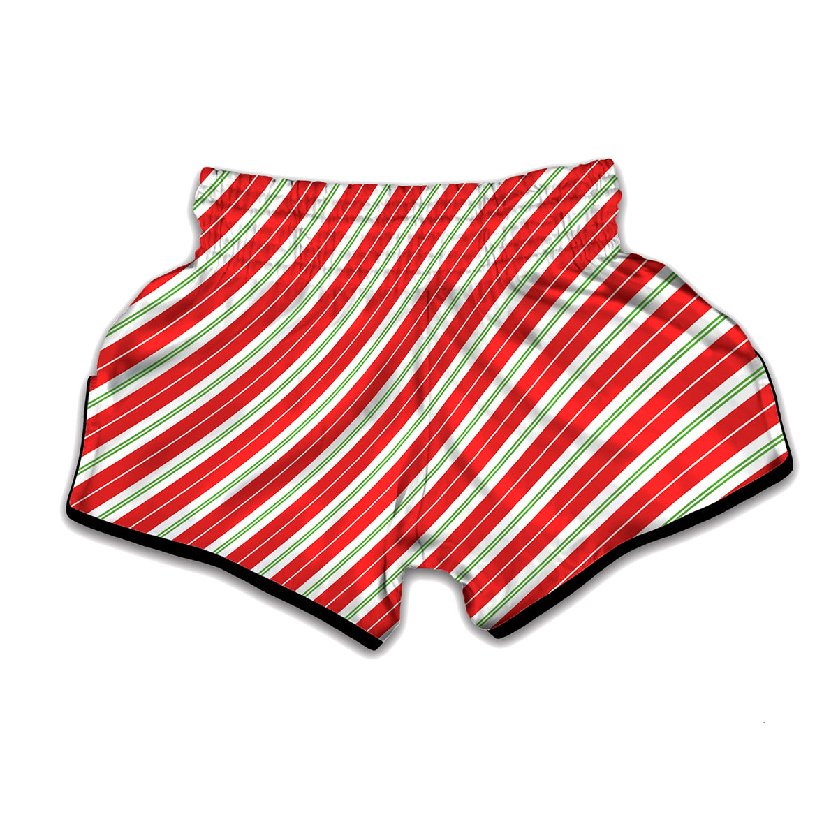 Christmas Candy Cane Stripes Print Muay Thai Boxing Shorts