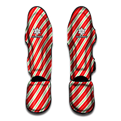 Christmas Candy Cane Stripes Print Muay Thai Shin Guard