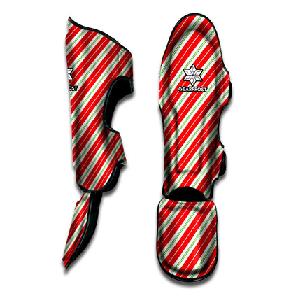 Christmas Candy Cane Stripes Print Muay Thai Shin Guard