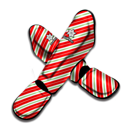 Christmas Candy Cane Stripes Print Muay Thai Shin Guard